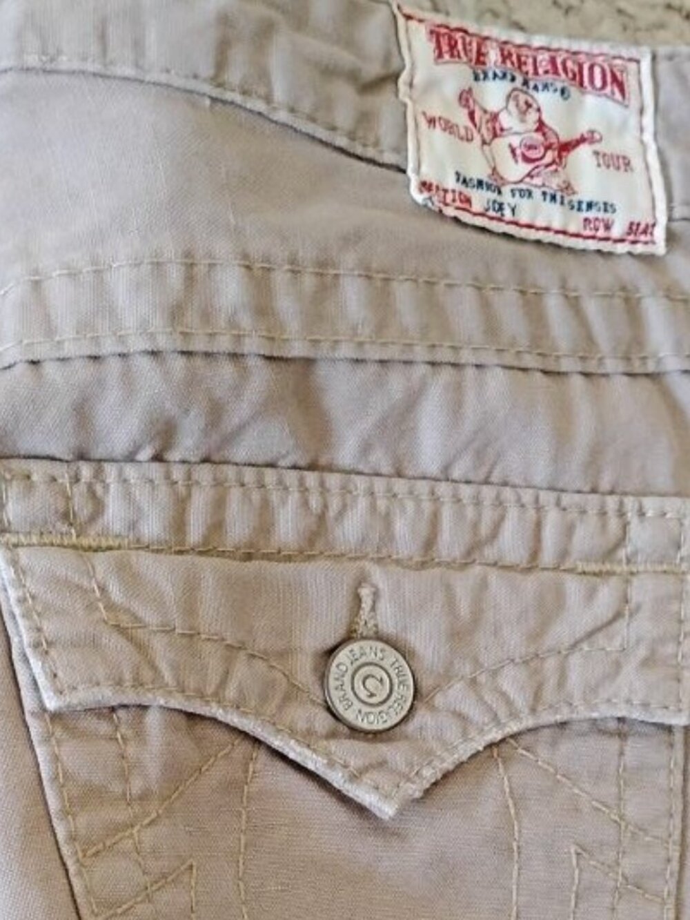 True Religion Low Rise Beige Tan Flare Pant
